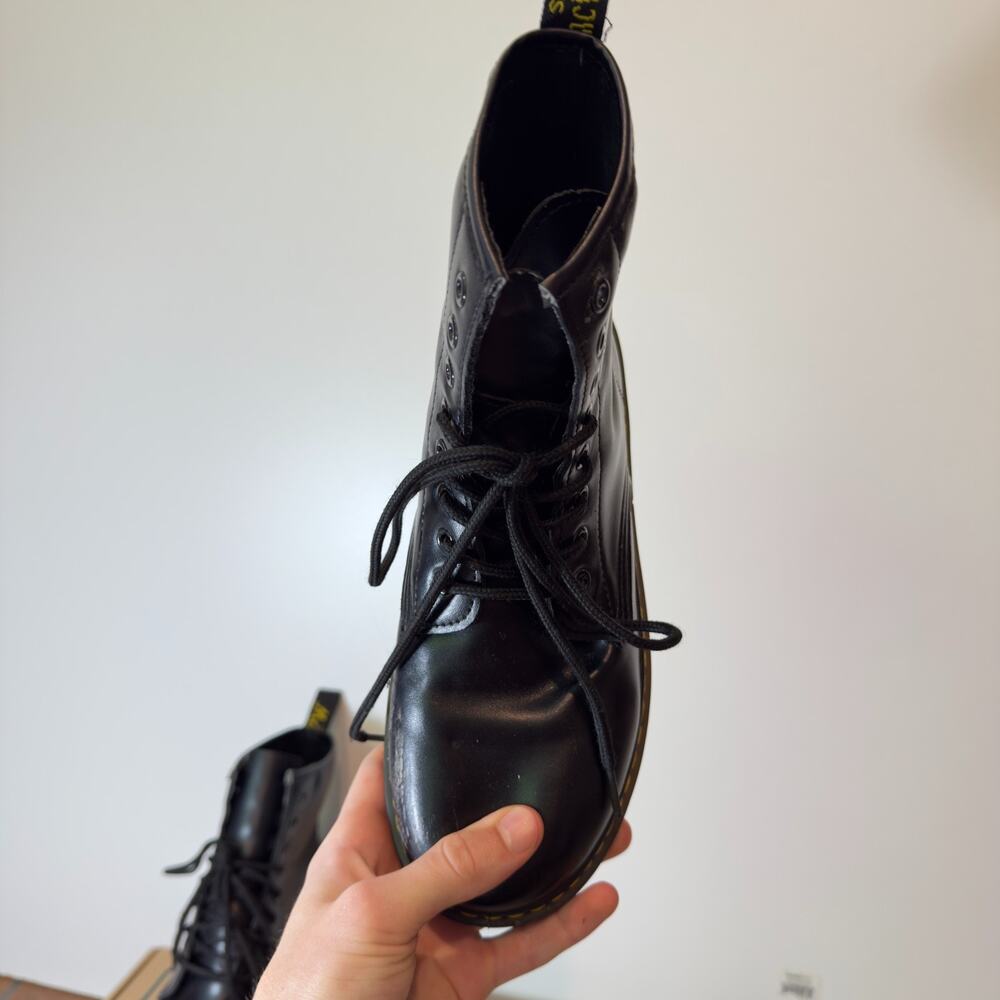 Dr Martens Zavala J Womens 7.5 Black Leather Combat Boots Lace Up Bouncing Sole - Picture 8 of 8
